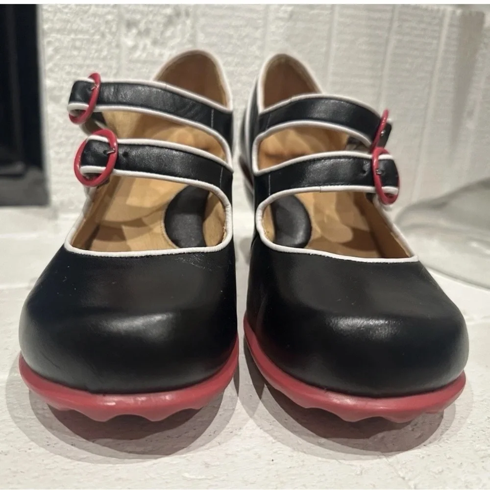 Liz Double Buckle Mary Jane Heel - Black and Pink - Picture 7 of 13